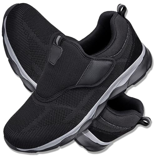 AEHO Femme Chaussures Orthopédiques Pied Large Homme Chaussures de Randonnée Basses Tennis Respirant Légères et Confortables de la Mode de Marche,Noir,37/235mm