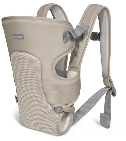 KikkaBoo MYRA Babytrage ab 3 Monaten – Ergonomisch & Bequem, Für Babys bis 9 kg, Verstellbare Schultergurte, 3 Tragepositionen, Leicht anzulegen, Atmungsaktives Netz, Freihändiges Tragen, Beige