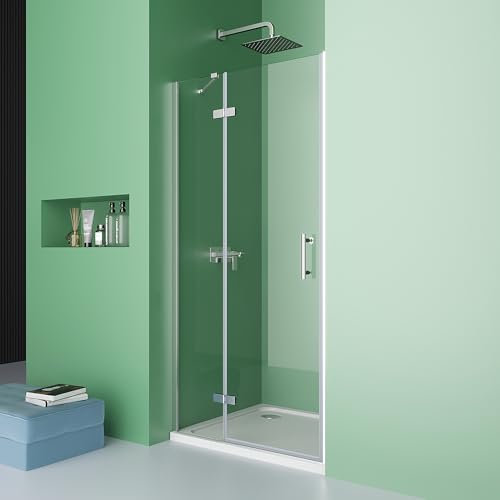 DOOLEEWEE Nischentür 90x193cm NanoBeschichtungGlas Duschabtrennung Duschwand Pendeltür Duschtür ESG Glas Rahmenlos