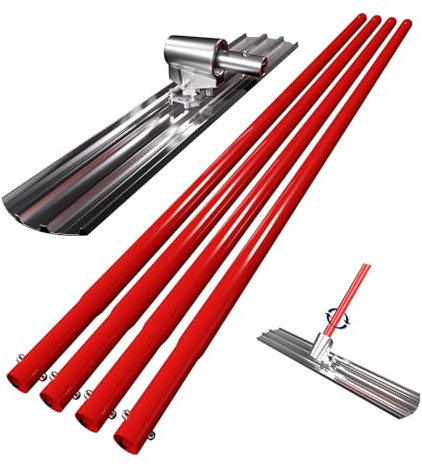 RUPERTOOL Betonschwimmer aus Aluminium-Magnesium-Legierung, 121,9 x 20,3 cm, rundes Ende, mit verstellbarer Halterung, 4 x 142,2 cm Schwimmergriffe, Estrich- und Finishing-Werkzeug-Set