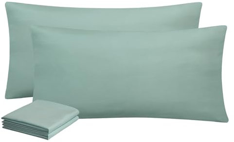 Aisbo Kissenbezug 40 x 80 2er Set - Kopfkissenbezug 40x80 Salbeigrün mit Reißverschluss aus Mikrofaser, ÖKO-TEX Kissenhülle 40x80cm, Weich und Bügelfrei