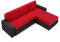 roe furniture Ecksofa mit Schlaffunktion 238x150x95 cm - Wohnlandschaft L - Form - Kollektion Bolt BIS - Couch L Form - Eckcouch mit Bettkassen - Rot Schwarz