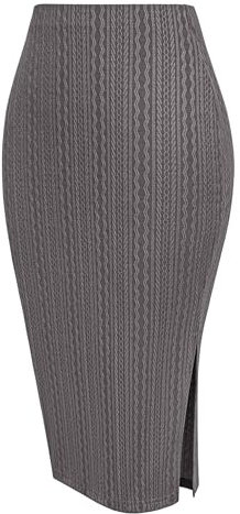 Zeagoo Damen Elegant Bleistift Rock - Seitenschlitz Eng Strickrock Midi Stretch Bodycon Business Pencil Skirt