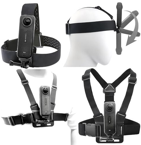 Higatful Brustgurt-Set für Insta 360 X4 X3 X2 X ACE Pro ONE RS R GO 2 3, kompatibel mit GoPro Hero 12 11 10 9 8 7 6 5 4 3+ Max, DJI Osmo Action 4 3 2 Kameras