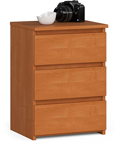 Home Collective Kommode mit 3 Schubladen Kommode Schlafzimmer Flur Wohnzimmer Organizer Kommode mit Schubladen 40 cm breit 57 cm hoch | Erle Holz Highboard Sideboard Mehrzweckschrank Schrank schmal