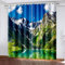 Vorhang Blickdicht Ösenschal Verdunkelungsvorhang Digitaldruck 3D Grüner See, Weiße Schneebedeckte Berge Gardinen Wohnzimmer Schlafzimmer Thermovorhang Deko Vorhänge 2Er Set - 214X220Cm（H X B）