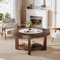 Tribesigns Couchtisch Runde, Industrial 2-Tier-Kreis Couchtisch mit Lagerung Regale, Wohnzimmertis, Runde Hölzerne Akzent Mitte Tisch Sofa Beistelltisch für Wohnzimmer, Home Office, Braun und Weiß