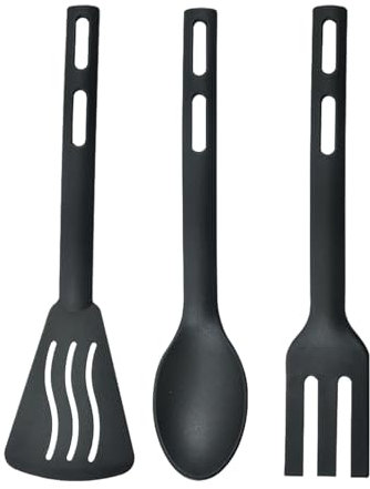 Vriusi 3pcs Multicolor Nylon Kitchen Utensils Set, Heat Resistant Cooking Spoon, Slotted Turner, Spatula, Fork, Perfect for Cooking, Baking, Travel & Camping