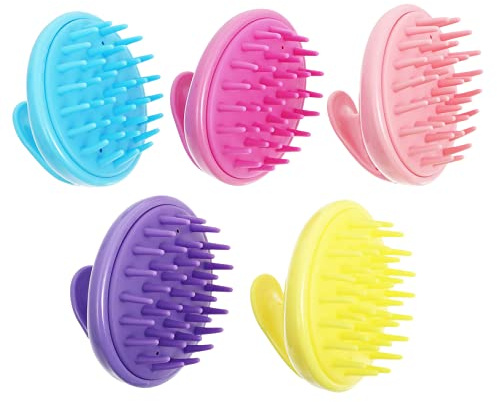 Kopfhautpeeling Bürsten 5 Stück Silikon, Kopfhautpflege | Kopfhautmassagegeräte, Kreative Form, Leicht, Travel Friendly, für Dusche und Shampoo, Sanfte Reinigung Zufällige Farbe