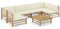 Sufrk 7-TLG. Garten-Lounge-Set mit Cremeweißen Kissen Bambus Essecke Mit Eckbank Und Tisch Outdoor Furniture