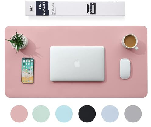 Multifunktionales Office Mauspad,BUBM 120 x 60 cm wasserdichte Schreibtischunterlage aus PU-Leder,Ultradünnes Mousepad,rutschfeste Schreibtischmatte, für Büro und Zuhause-Emerald-pink