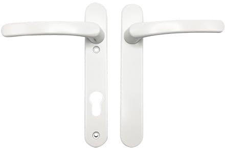 TSS UPVC Door Handles Set with Blank External (Dummy) - Lever/Lever - 92mm PZ (Centres) - 122mm Screw to Screw - Backplate 211mm X 34mm Replacement Dummy UPVC Door Handles (White)