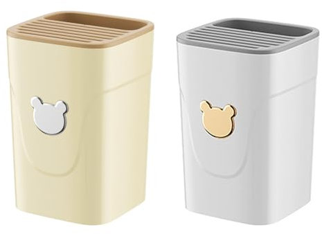 3-in-1 Knife Block Without Knives, Set of 2 Knife Blocks with Slots, Universal Unequipped Knife Blocks, Kitchen Aid Storage, Knife Block Organiser, Cutlery Holder for All Kitchen Knives, D