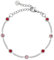 Kistanio Bracelet pour femme en acier inoxydable argenté avec 7 pierres de zircone rose/rouge 16 + 4 cm, acier inoxydable