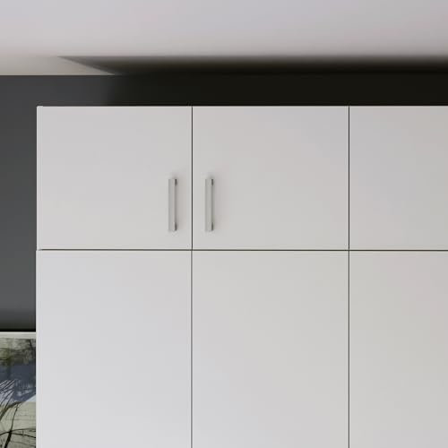 Forte ECONOBOX Schrankaufsatz 180, 4-türiger Drehtürenschrankaufsatz, Holzwerkstoff, Weiß, 177,5 cm breit, 38,1 cm hoch, 54,2 cm tief