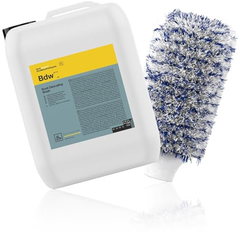 wortek Koch Chemie Boat Descaling Wash 5 l Bdw avec gant de lavage, nettoyant pour coque de bateau, nettoyant en fibre de verre, gel coat nettoyant