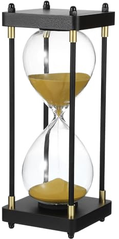 PATIKIL Large Decorative Sand Timer,60 Minutes Wood,Gold Tone(Style 1) | Hour Glass Timer Modern Wooden Hour Glass for Cooking Game Office Classroom Kitchen Home