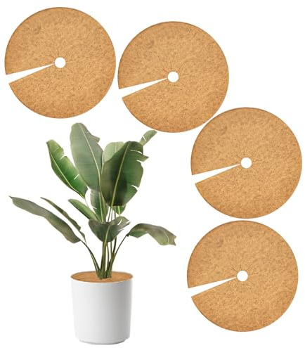 Bamworld 4 Anneaux de Paillage Fibre de Coco, 30 cm Protection Arbre Naturelle, Couvre-Sol pour Plantes Intérieur Extérieur et Aménagement Paysager, Marron