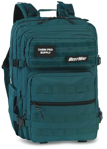 BestWay Cabin Supply Business Rucksack mit Laptopfach 17,3 Zoll – Schulrucksack & Reiserucksack mit Brust- & Hüftgurt für DINA4 Ordner – ergonomischer Laptop-Rucksack für Arbeit, Uni & Reisen – Petrol