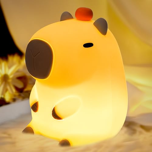 JUQG Luz Nocturna Infantil Capybara, Luz Nocturna Infantil Kawaii con Función de Temporizador para Mesita de Noche para Dormitorios, Habitaciones para Niños y Salas de Estar