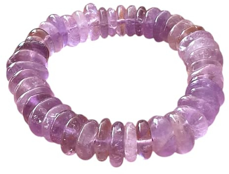 Amethyst Armband „Rondell“ – Edelstein Armband in AAA-Qualität aus Brasilien – 18 cm, Rondelle ca. 12 mm, Gewicht ca. 40 g – angenehm zu tragen – Naturstein Schmuck für Ruhe & innere Balance