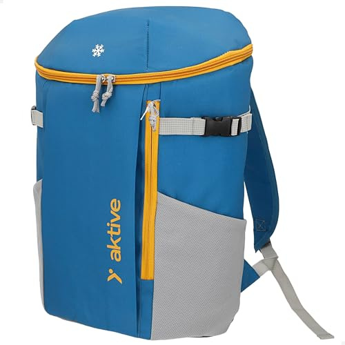 AKTIVE Mochila Nevera 15 L, 27x20x43 cm, con Bolsillos Laterales, Bolsillo Frontal con Cremallera, Asas Ajustables, Materiales isotérmicos (80802)