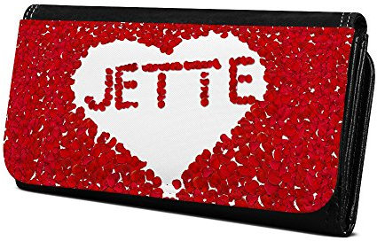 Geldbörse mit Namen Jette - Design Rosenherz - Brieftasche, Geldbeutel, Portemonnaie, personalisiert für Damen und Herren