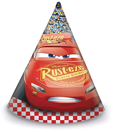 Generique - Cars 3 Partyhüte für Kindergeburtstage Disney Lizenzartikel 6 Stück bunt 16cm