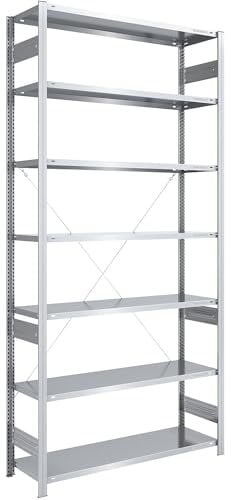 eurokraft | Steckregal | Bauart leicht | einseitig | HxBxT 3000 x 1300 x 500 mm | verzinkt | Grundregal