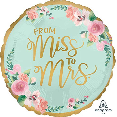 Amscan 3869201 - Folienballon From Miss to Mrs, Hochzeit, Dekoration, Heliumballon