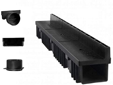 Bielbet Schlitzrinne H = 158 mm 25,00€/m Entwässerungsrinne Flachrinne Hofablauf KG Rohr (8m Set, Schwarz)
