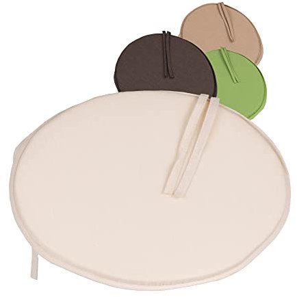 Beo Sitzkissen Stuhl Rund | Made in EU | Reißfestes Sitzkissen Gartenstuhl ohne Ausbleichen | Waschbares Stuhlkissen für In- & Outdoor | Atmungsaktives Sitzpolster Gartenstuhl in Hell-Beige