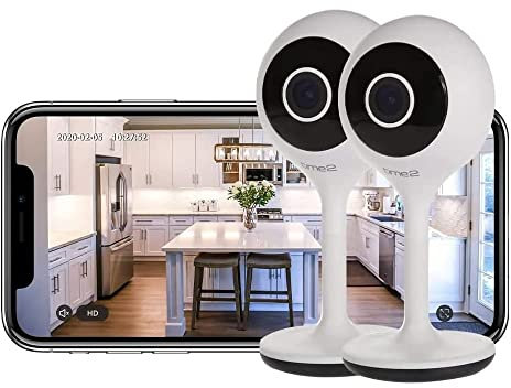 Time2 Sophia Indoor 2.4 GHz WiFi Security Camera 1080P HD - Motion & Sound Alerts, 100° View, Night Vision, 2 Way Audio, APP Control, SD/Cloud Storage- CCTV Cam for Pet, Baby or Elderly (2 Pack)