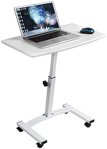 Tatkraft Cheer | 10345 | Laptoptisch rollbar, Arbeitstisch Mobil | Stahl, MDF Holz | Weiß, Schwarz | Höhenverstellbar, Schnellmontage | 60x40x51.5-84CM