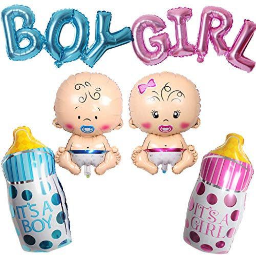 Gender Reveal Party Dekoration 6 Stück boy or girl Party Dekoration Willkommens Baby Form Folienballon Junge Mädchen Aluminiumballon Party Deko für Hochzeit Ankündigung Einer Schwangerschaft Gender