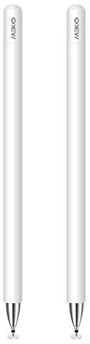 MEKO Eingabestift Disc Touch Pen, 2 in 1 Stylus Pen universal Touchstift 100% kompatibel mit Allen Tablets Touchscreen iPhone iPad Samsung Surface Huawei Chromebook usw, magnetische Kappe, Weiß*2