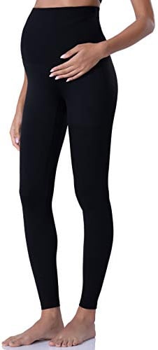 POSHDIVAH Maternity Leggings for Women Pregnancy Yoga Pants Black Large