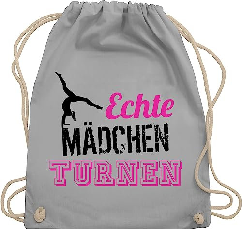 Turnbeutel Rucksack - Kinder Sport Kleidung - Echte Mädchen turnen fuchsia - schwarz - Unisize - Hellgrau - sportbeutel stoff kinderturnbeutel kinderbeutel turnsäckchen stoffsackerl bags taschen