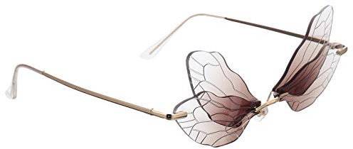 PartyKindom 1paar Unregelmäßige Sonnenbrille Im Drachenflügel-design Rimless Damen Sonnenbrille Für Modebewusste Für Festivals Partys Und Alltag