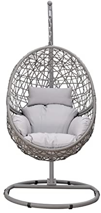 Tough Master Wasserdichter Hängesitz aus Rattan, oval, gewebt, für Terrasse, Garten, Metall, Hängematte, Möbel mit Ständer für den Innen- und Außenbereich