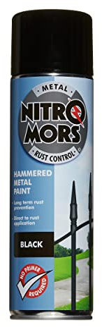 Nitromors Anti-Rust Hammered Finish Metal Spray Paint, No Primer Required, Black, 500 ml