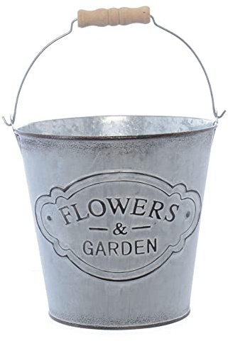 CP International Cache Pot en Métal avec Anse Grand Modèle en Zinc Rond