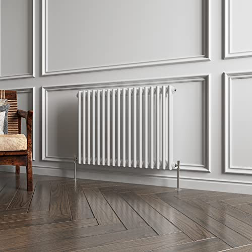 2 Column Radiator White Traditional Style 600x830mm Horizontal Vintage Radiator，Design for Bedroom, Dining Room, Living Room