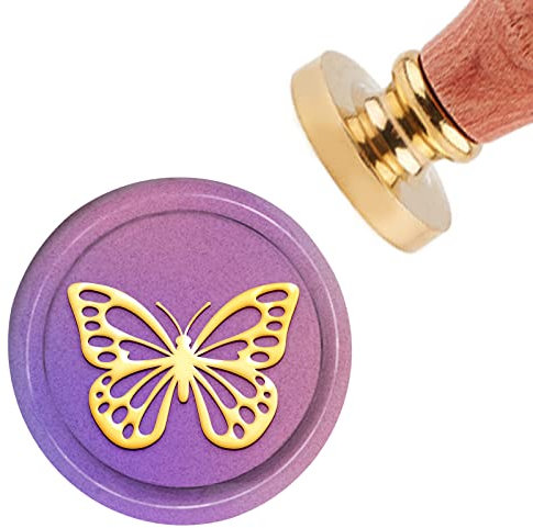 craspire Wachssiegelstempel Schmetterling Vintage Siegelwachsstempel Tier 30mm Abnehmbarer Messingkopf Siegelstempel Mit Holzgriff Für Einladungen Karten Geschenkverpackung