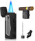 PROMISE Zigarren Fackel Feuerzeuge Vierfach 4 Jet Flame Nachfüllbare Butan Gadgets Für Männer Geschenk Ideen (Black)