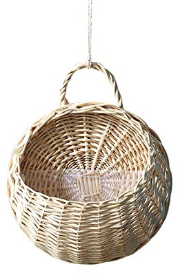 URFEDA Rattan Wandbehang Blumentopf Hängekorb Rattan Blumenkorb Wandbehang Pflanzentöpfe Geflochten Übertopf Korb Pflanzenkörbe Hängende Wand Korb für Innen Außen Decken Balkone Wanddekoration