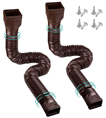 PXCAYFF Regenrinnen-Fallrohr-Verlängerung, flexibel, ausziehbar, von 53,3 cm bis 147,3 cm, Ablaufrohrverbinder, ausziehbar, für die meisten Wohnfall-Fallrohre (Braun)