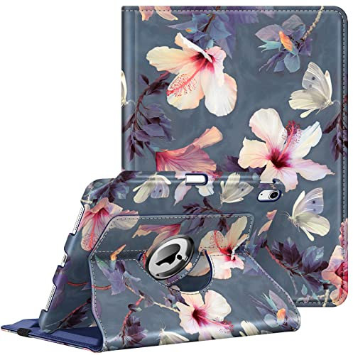 Fintie Funda Giratoria de 360° para iPad 11ª Gen 2025 (A16) de 11 Pulgadas, iPad 10ª Gen de 10.9 Pulgadas (2022) con Soporte Integrado para Pencil - Auto-Reposo/Activación,Hibisco