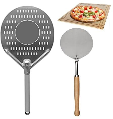 Pale Per Pizza Forata Tonda- Pale Made In Italy - Palino Con Manico in Faggio- con la Pala Tonda Puoi Dare un Senso Tondo alla Tua Pizza -Ottime Per Crostate, Pane e Focaccie