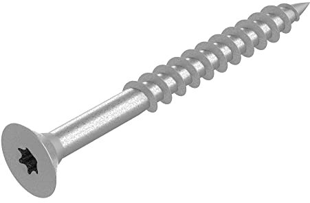 SECCARO Spanplattenschraube 6 x 60 mm, Edelstahl V2A VA A2, Holzschraube mit Teilgewinde, TX/Innensechsrund 100 Stück